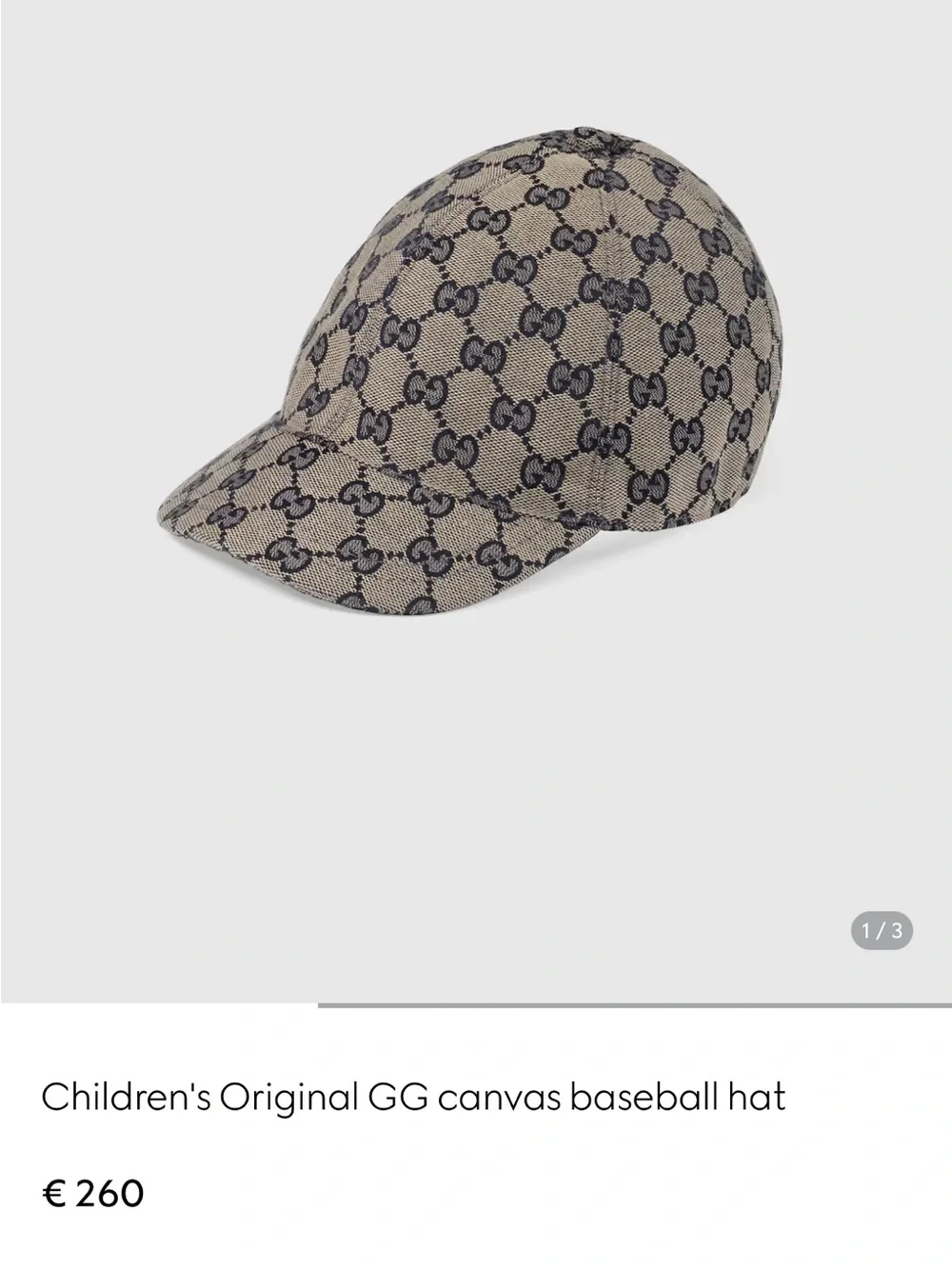 Children's Original Gucci canvas baseball hat